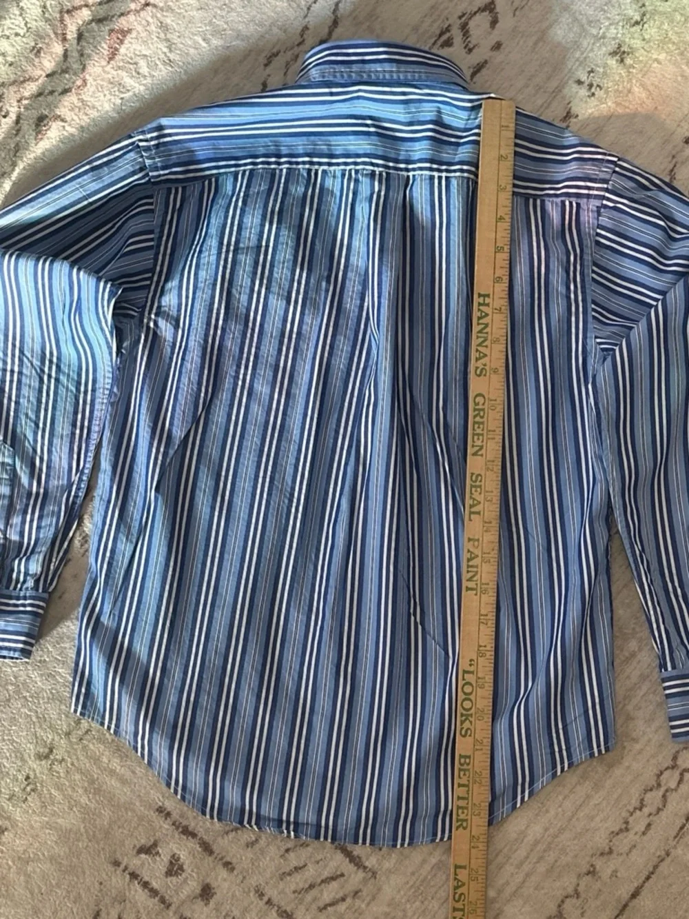 Ralph Lauren Boys (12/14) Navy & Light Blue Multi-Stripe Button-Down Shirt